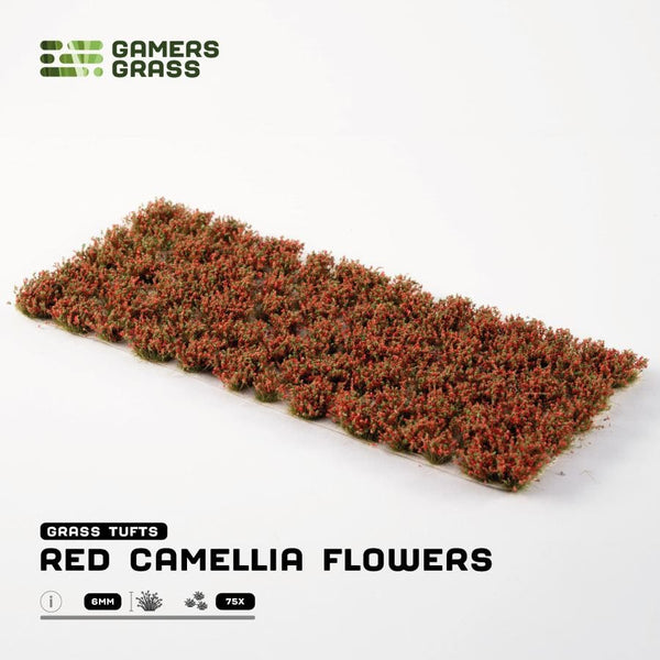 Gamer's Grass Tufts -  Red Camellia Flowers