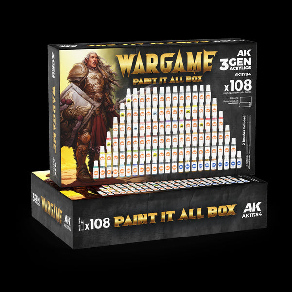 AK Interactive 3rd Gen Acrylics Wargame Paint It All Box 108 Colors