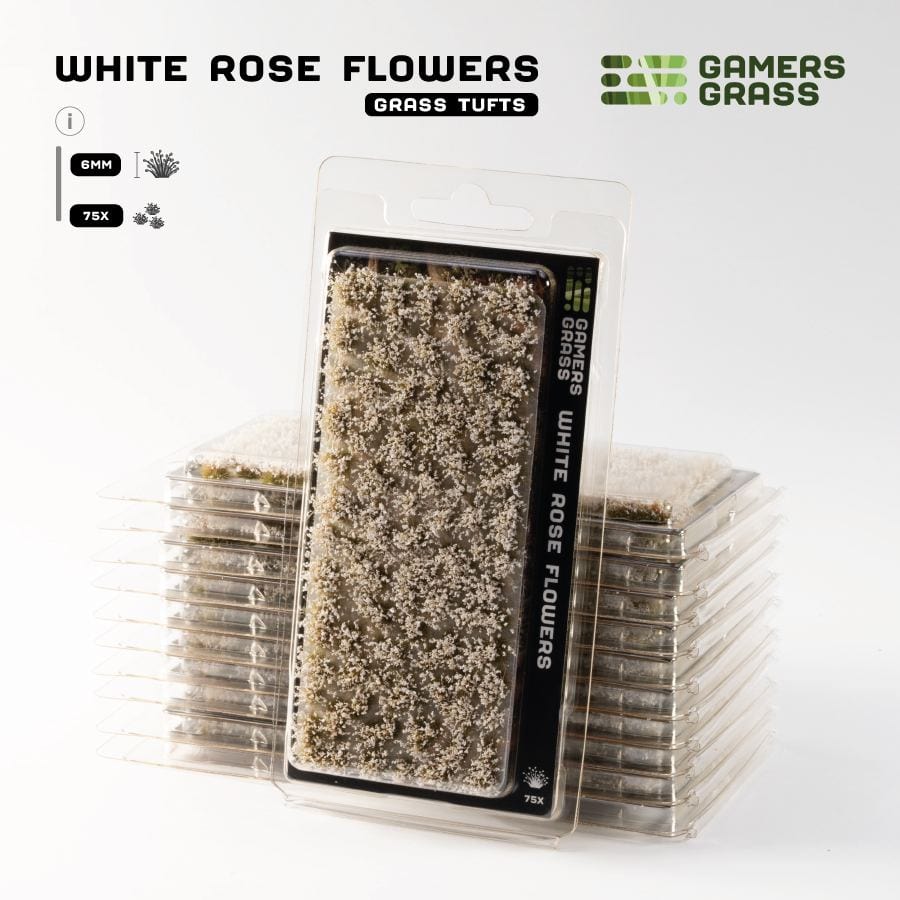 Gamer's Grass Tufts -  White Rose Flowers