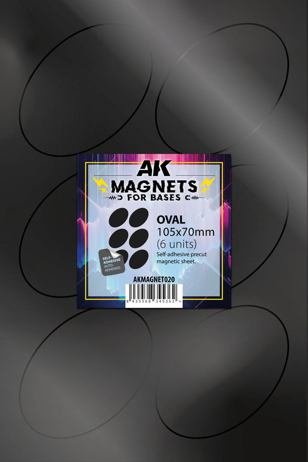 AK Interactive Magnetic Sheet Oval Base 105x70mm (6 units)