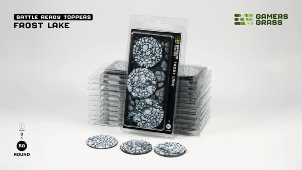 Gamer's Grass Battle Ready Toppers- Frost Lake - Round 50mm