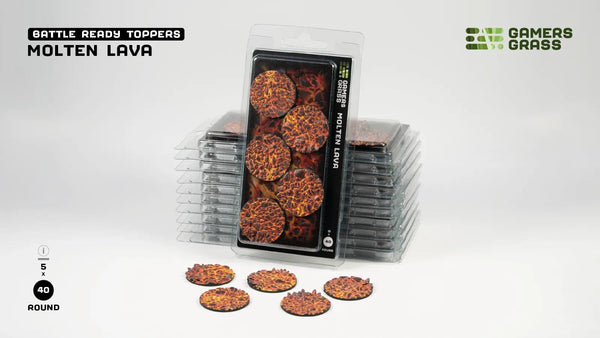 Gamer's Grass Battle Ready Toppers - Molten Lava - Round 40mm