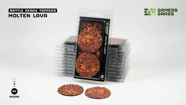 Gamer's Grass Battle Ready Toppers - Molten Lava - Round 60mm