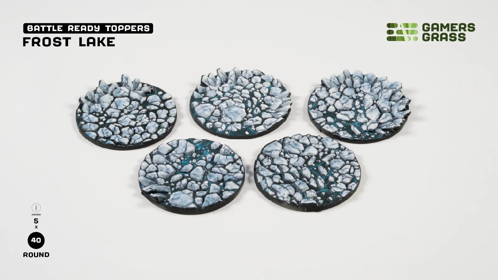 Gamer's Grass Battle Ready Toppers - Frost Lake - Round 40mm