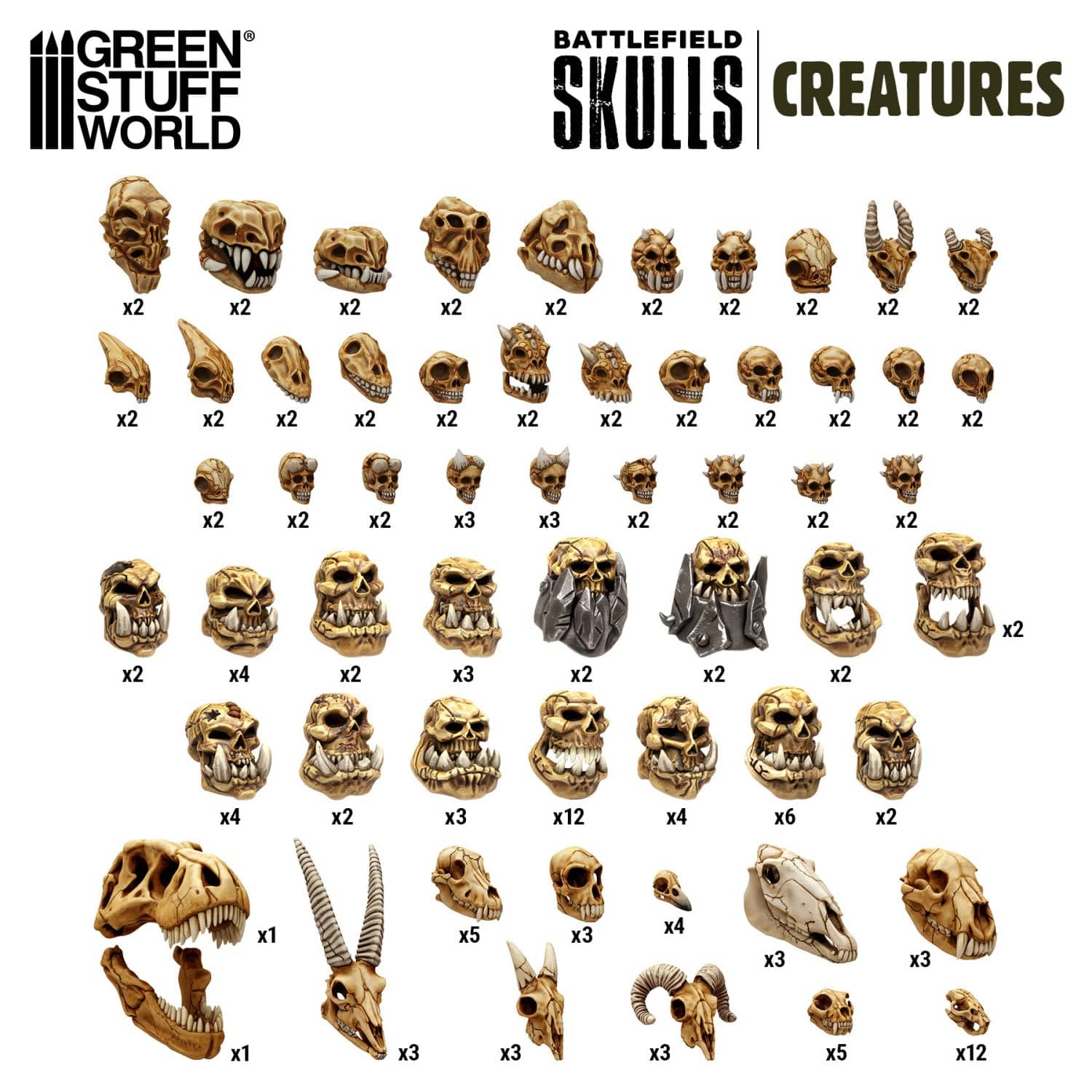 GSW Resin Basing Set - 300x Battlefield Creature Skulls