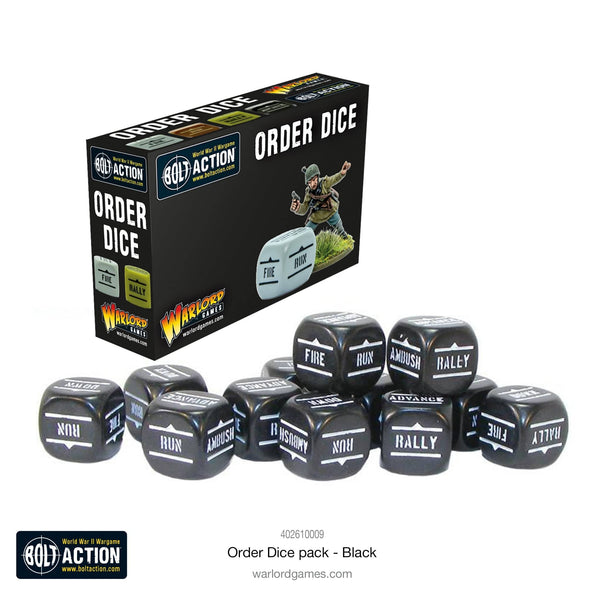 Bolt Action Orders Dice Pack - Black