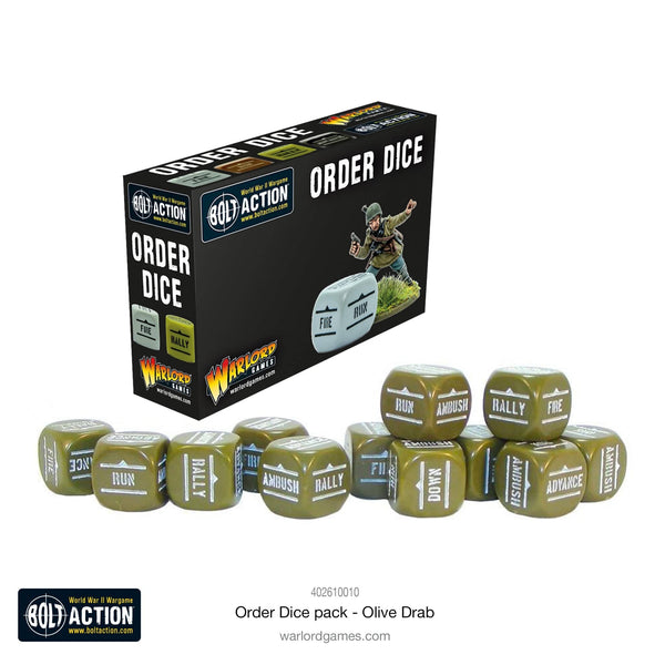 Bolt Action Orders Dice Pack - Olive Drab