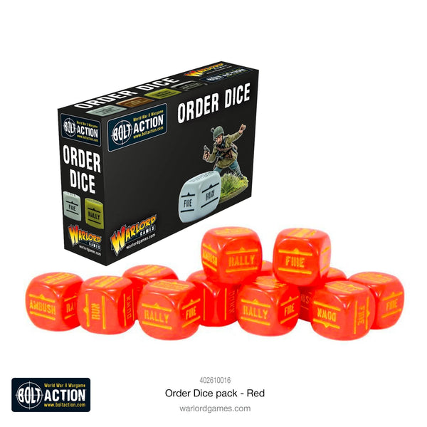 Bolt Action Orders Dice Pack - Red