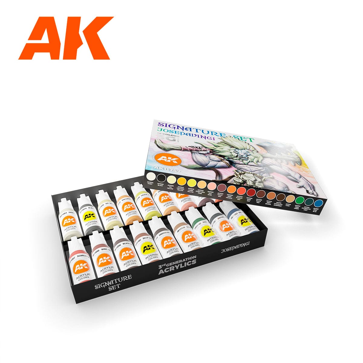 AK Interactive 3rd Gen Acrylics Signature Set - 18 Colors Selected by Jose Davinci