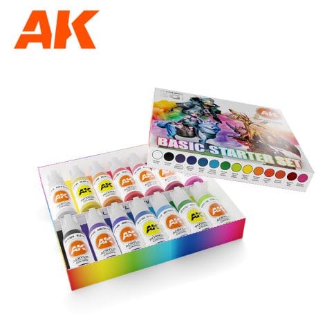 AK Interactive 3rd Gen Acrylics Basic Starter Set - 14 Colors Selected by Jose Davinci