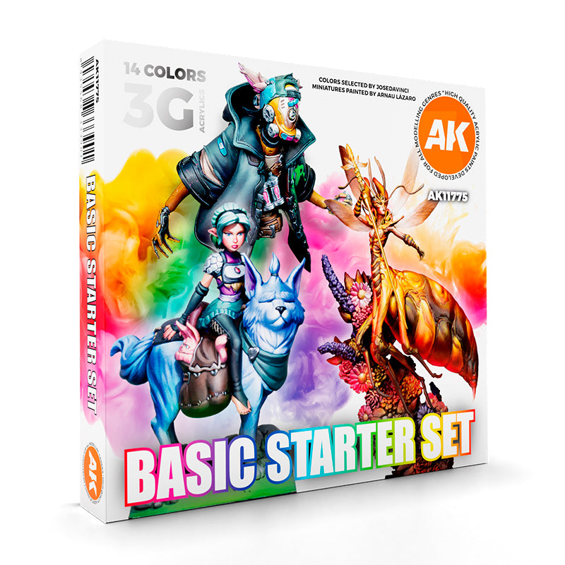 AK Interactive 3rd Gen Acrylics Basic Starter Set - 14 Colors Selected by Jose Davinci