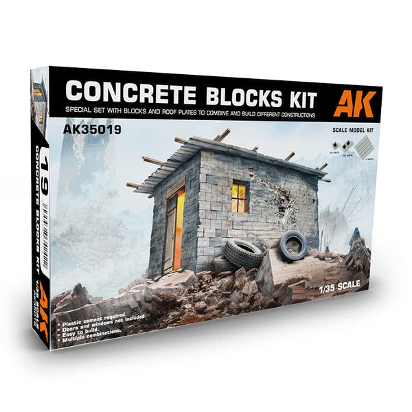 AK Interactive Diorama Accessories Kit - Concrete Blocks and Roof Tiles 1/35