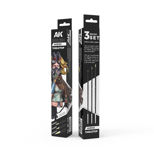 AK Interactive Tabletop Synthetic Brushes Set (3 brushes)