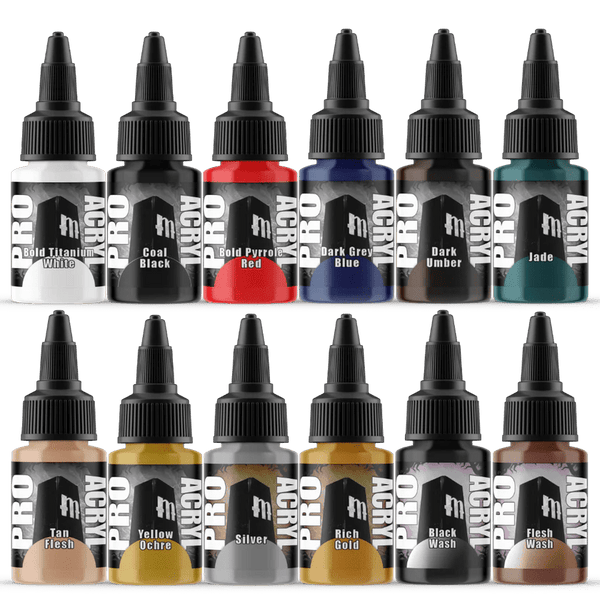 Monument Hobbies Pro Acryl Starter Set - 12 Colors + Brushes
