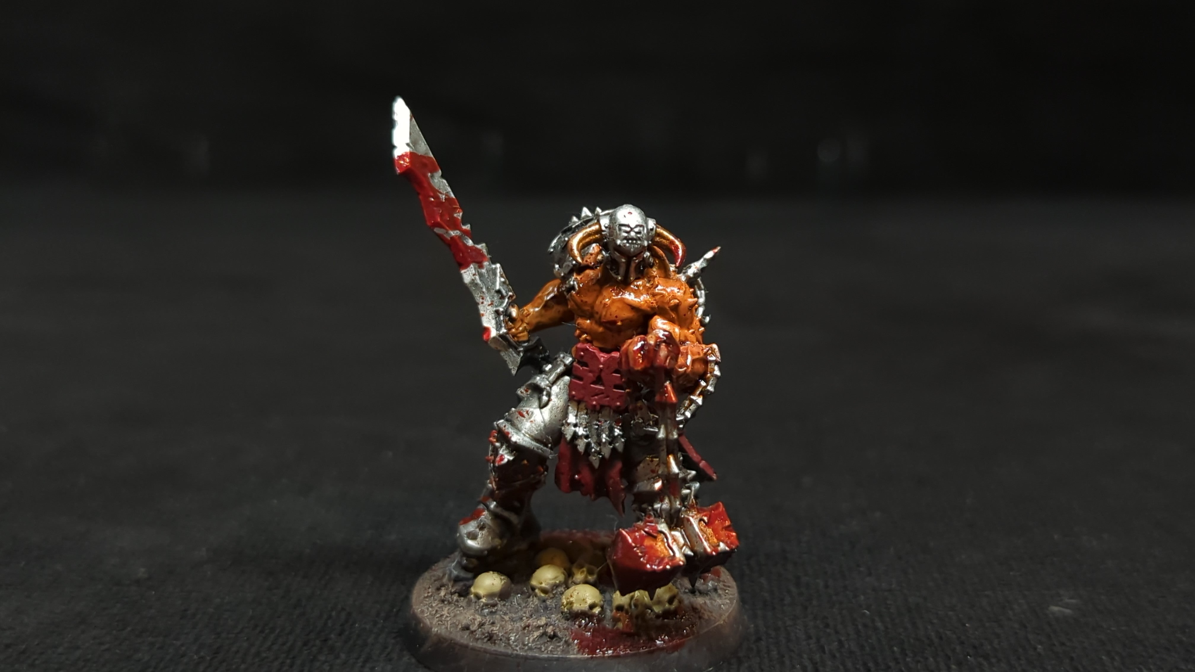 Age of Sigmar Blades of Khorne  Slaughterpriest with Hackblade and Wrath-hammer x1 Painted