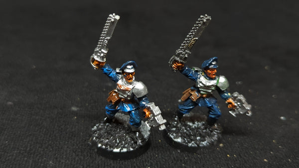 Warhammer 40k Astra Miltarum Cadian Officers with Chainword x2 OOP Painted