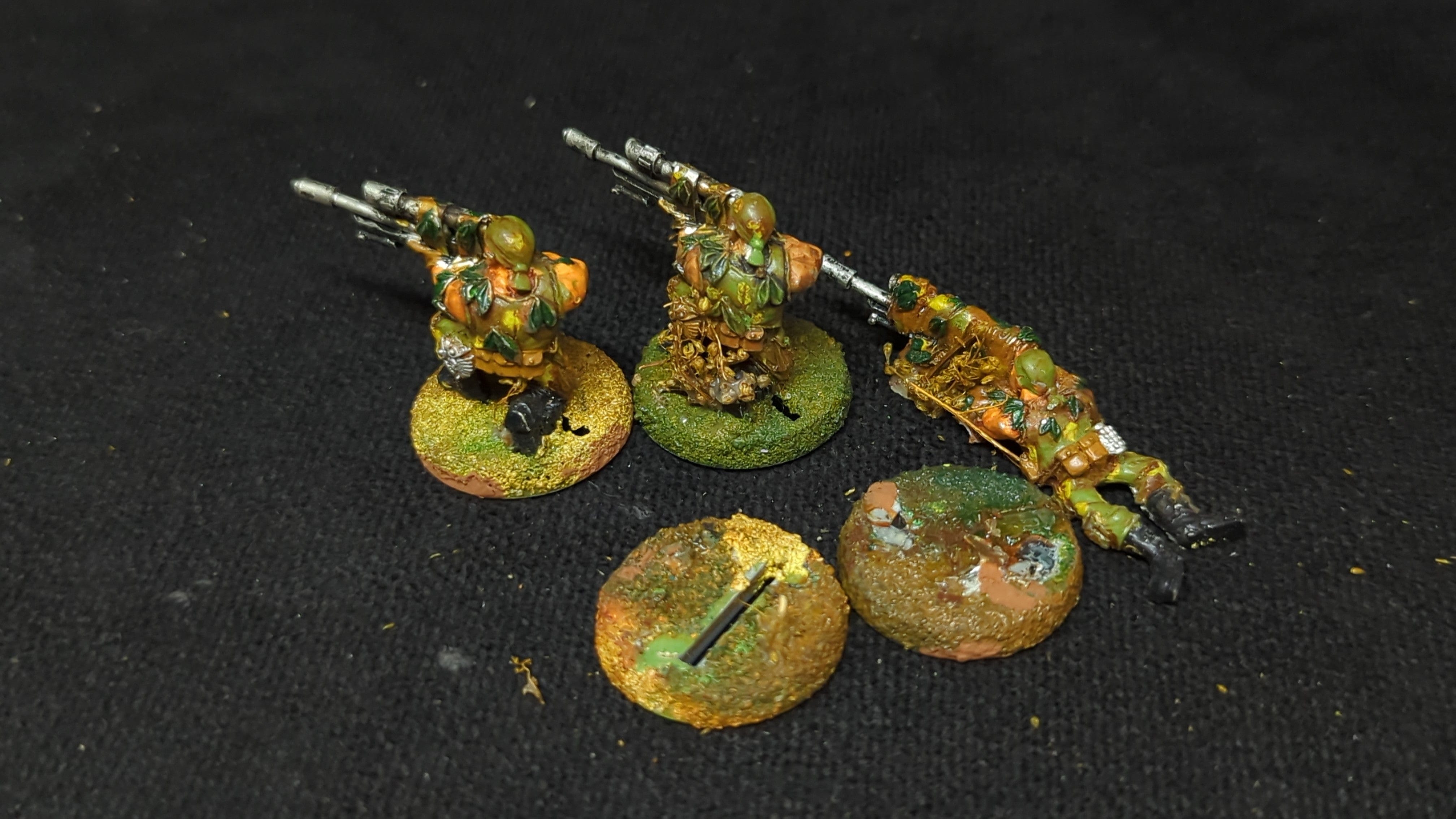 Warhammer 40k Astra Mlitarum Catachan Jungle Fighters Sniper Team x3 OOP Painted