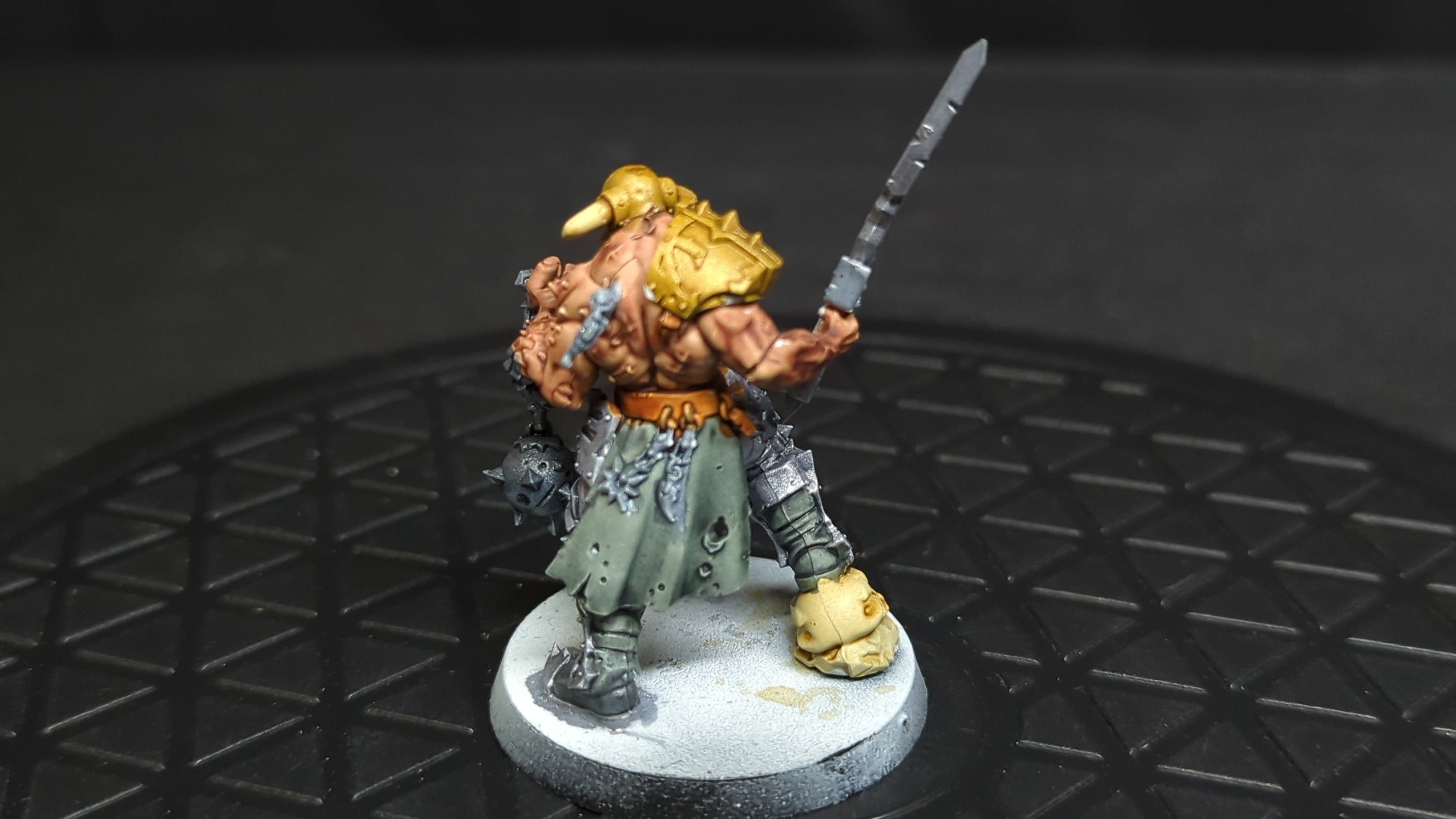 Age of Sigmar Blades of Khorne  Slaughterpriest with Hackblade and Wrath-hammer x1 Painted