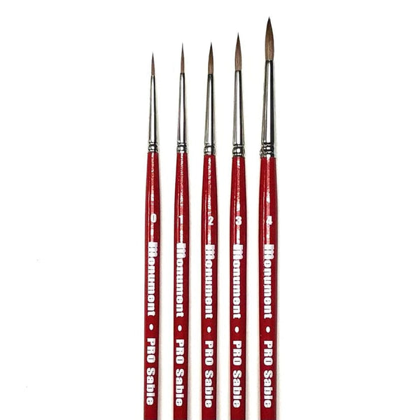 Monument Hobbies - Pro Sable Brush Set - Size 0, 1, 2, 3, 4