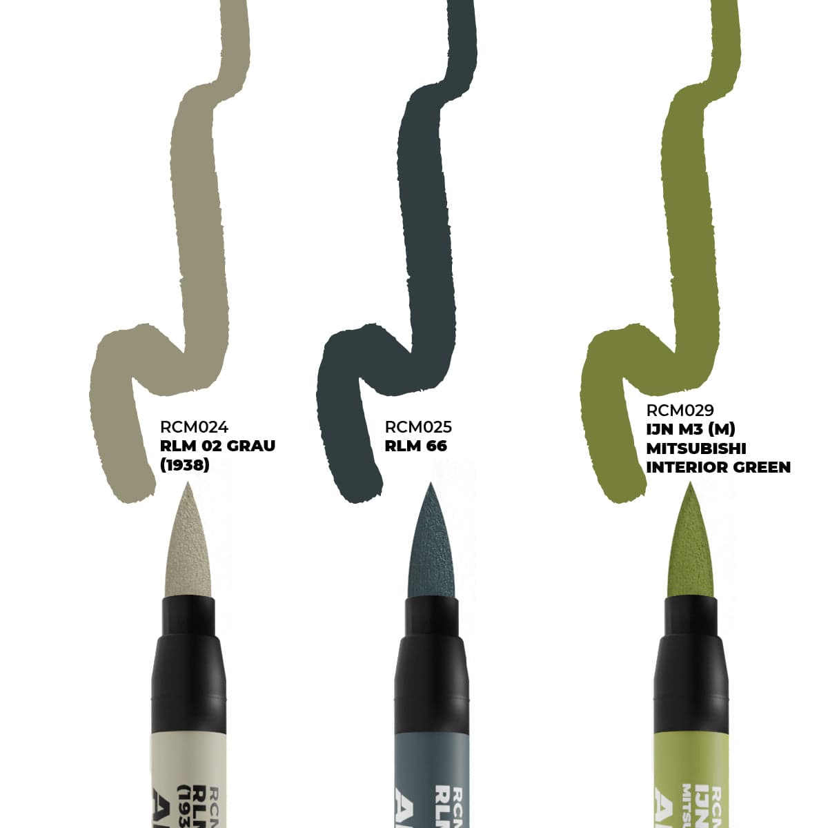 AK Interactive Real Colors Markers Set x3 - WWII Axis Aircraft Cockpit Colors