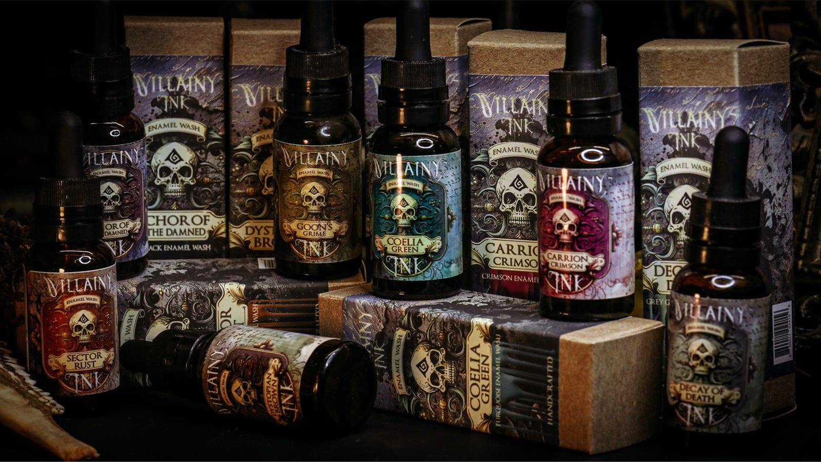 Villainy Inks - Handcrafted Enamel Washes 30ml - Phase I Starter Set x7 colors