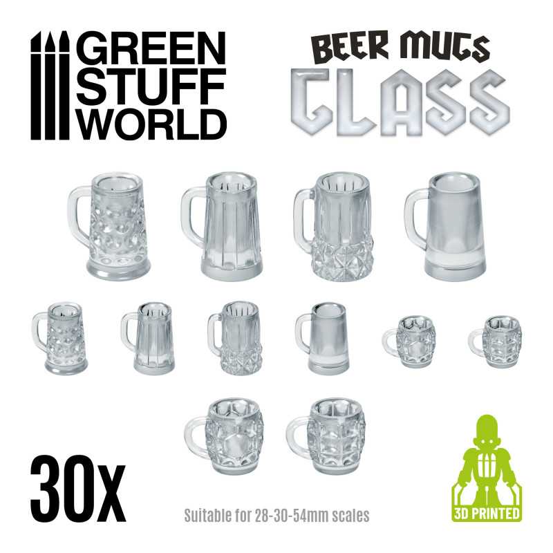 GSW Resin Basing Set - Beer Mugs - Clear Glass