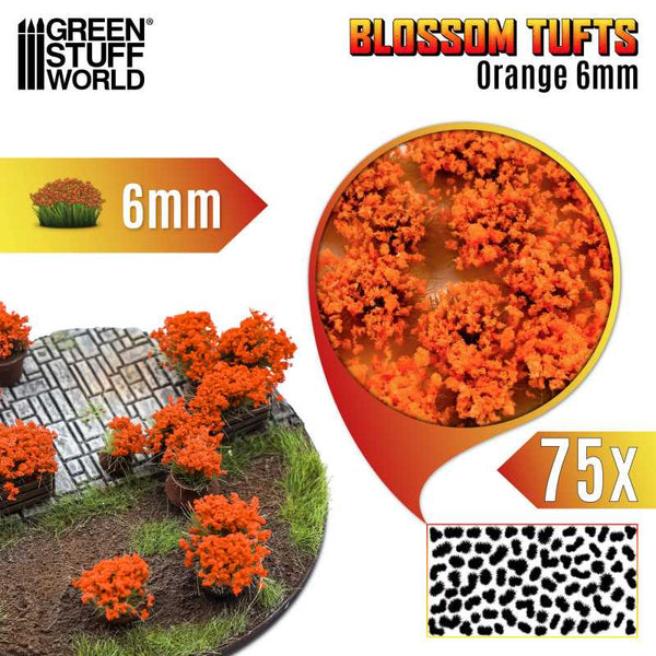 GSW Blossom Tufts 6mm - Orange Flowers x75
