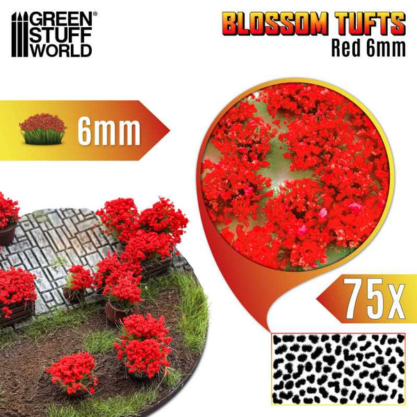 GSW Blossom Tufts 6mm - Red Flowers x75