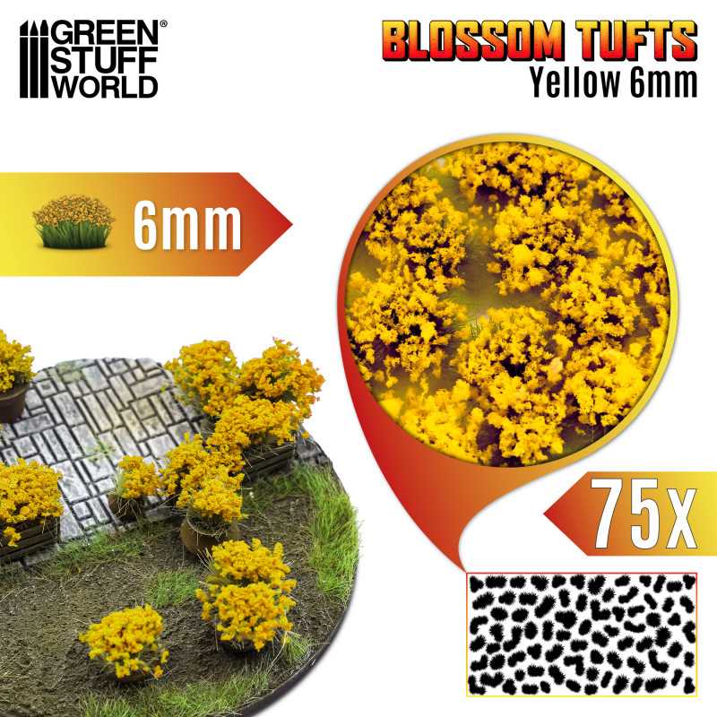 GSW Blossom Tufts 6mm - Yellow Flowers x75