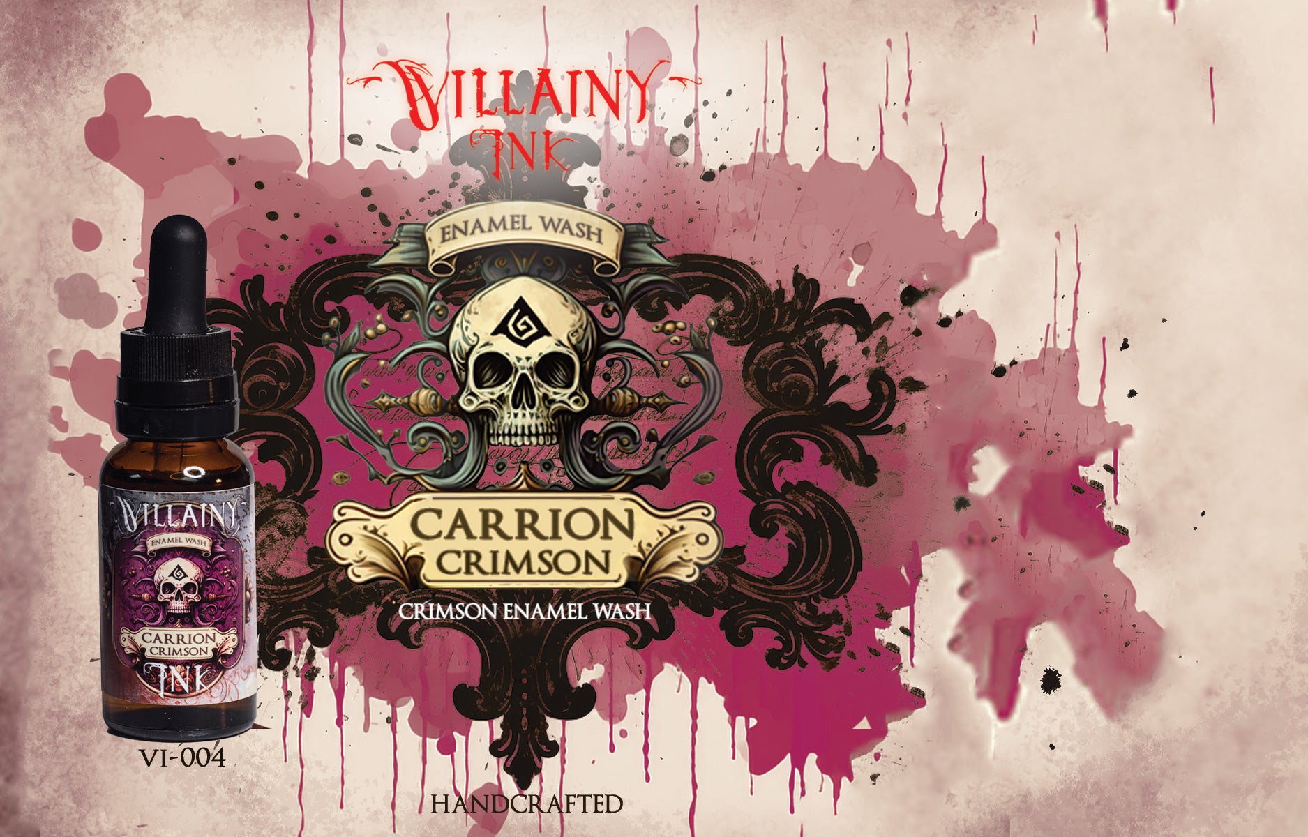 Villainy Inks - Handcrafted Enamel Washes 30ml - Carrion Crimson