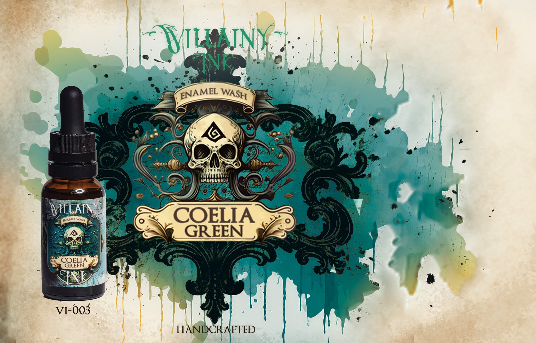 Villainy Inks - Handcrafted Enamel Washes 30ml - Coelia Green