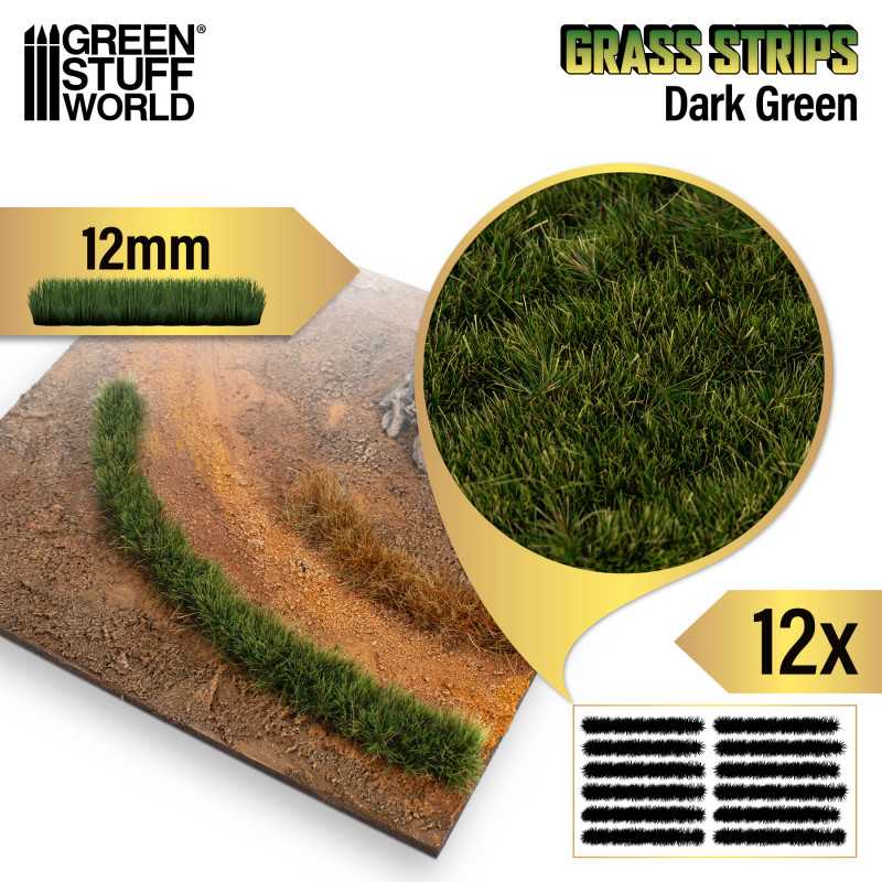 GSW Grass Strips 12mm - Dark Green