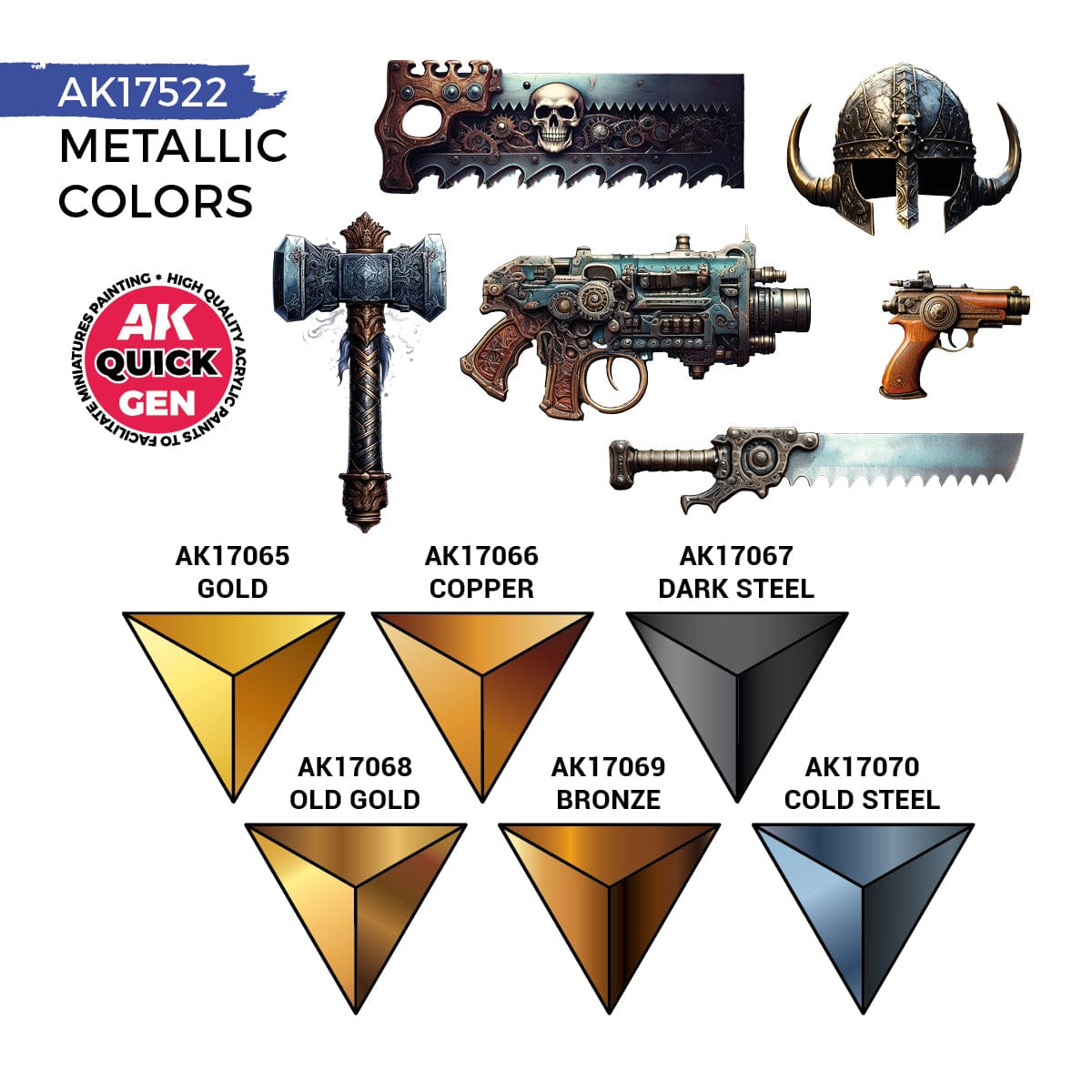 AK Interactive Quick Gen Acrylics Set - Metallic Colors