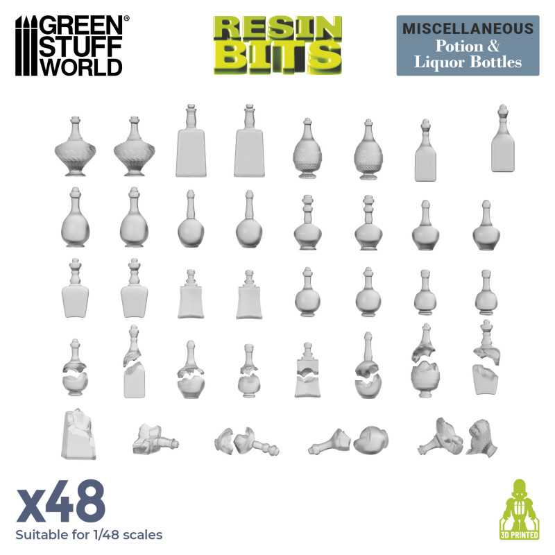 GSW Resin Basing Set - Potions and Liquor Bottles Resin Set - Clear Plastic