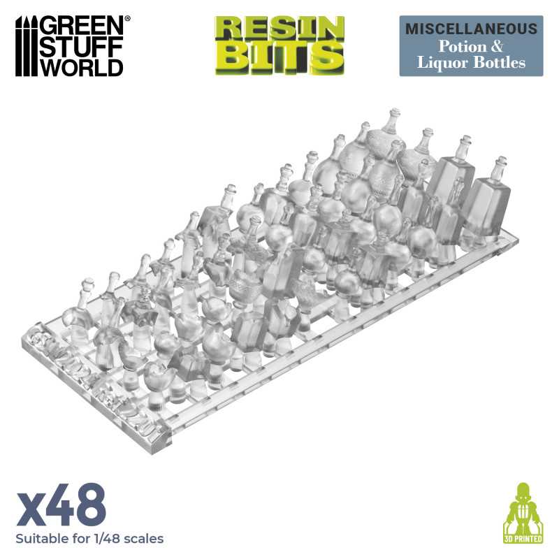 GSW Resin Basing Set - Potions and Liquor Bottles Resin Set - Clear Plastic