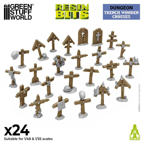 GSW Resin Basing Set - Trench Wooden Crosses 1:48-1:35
