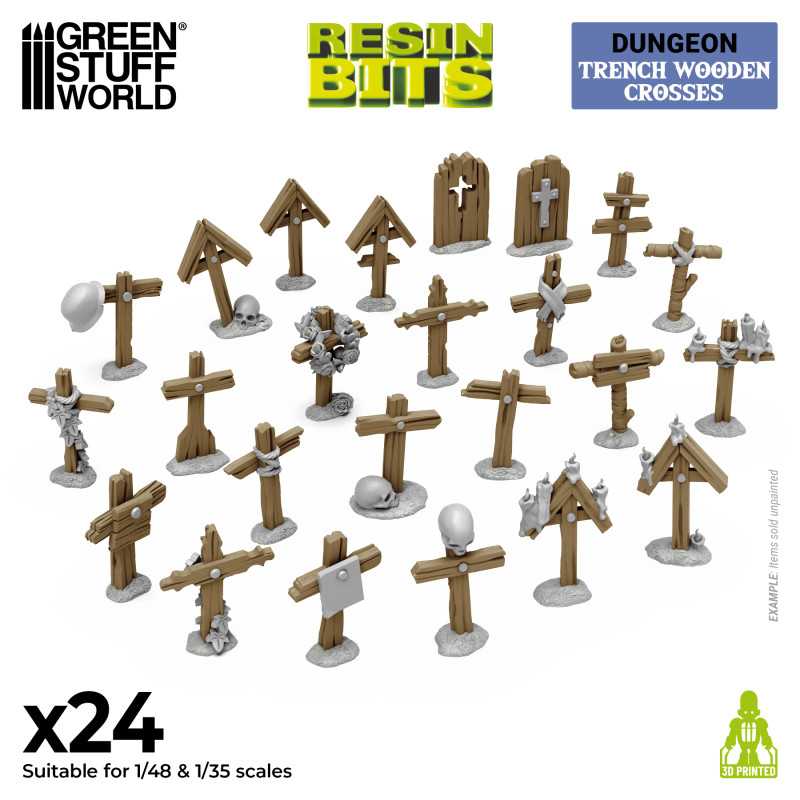 GSW Resin Basing Set - Trench Wooden Crosses 1:48-1:35