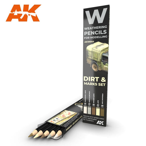 AK Interactive Weathering Watercolor Pencil Set - Splashes, Dirt & Stains