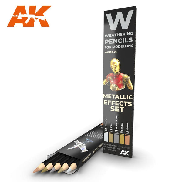 AK Interactive Weathering Watercolor Pencil Set - Metallics