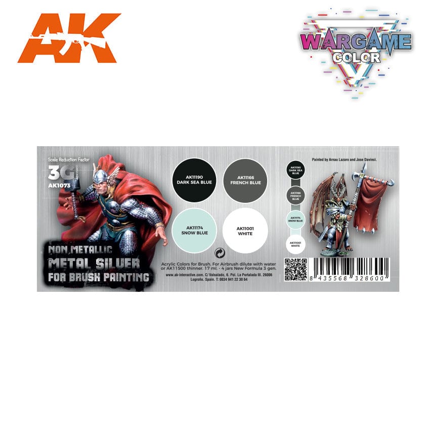 AK Interactive 3rd Gen Acrylics Wargame Color set - NMM Non-Metallic Metal SILVER