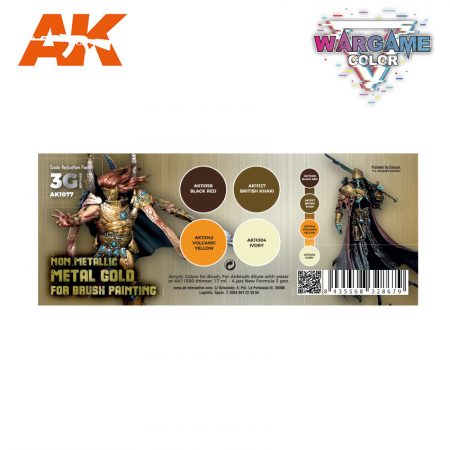 AK Interactive 3rd Gen Acrylics Wargame Color set - NMM Non-Metallic Metal GOLD