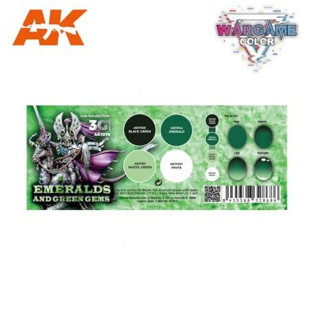 AK Interactive 3rd Gen Acrylics Wargame Color set - Emeralds and Green Gems