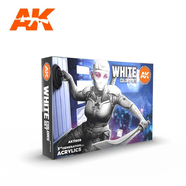 AK Interactive 3rd Gen Acrylics Paint set - White Colors