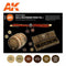 AK Interactive 3rd Gen Acrylics Paint set - Old & Weathered Wood Vol. 1