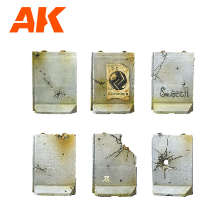 AK Interactive Wargame & Diorama Scenography Objects 30-35mm - Defensive Walls set