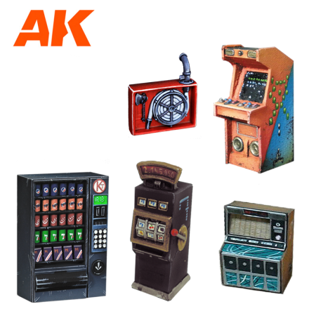 AK Interactive Wargame & Diorama Scenography Objects 30-35mm - Vending Machine set