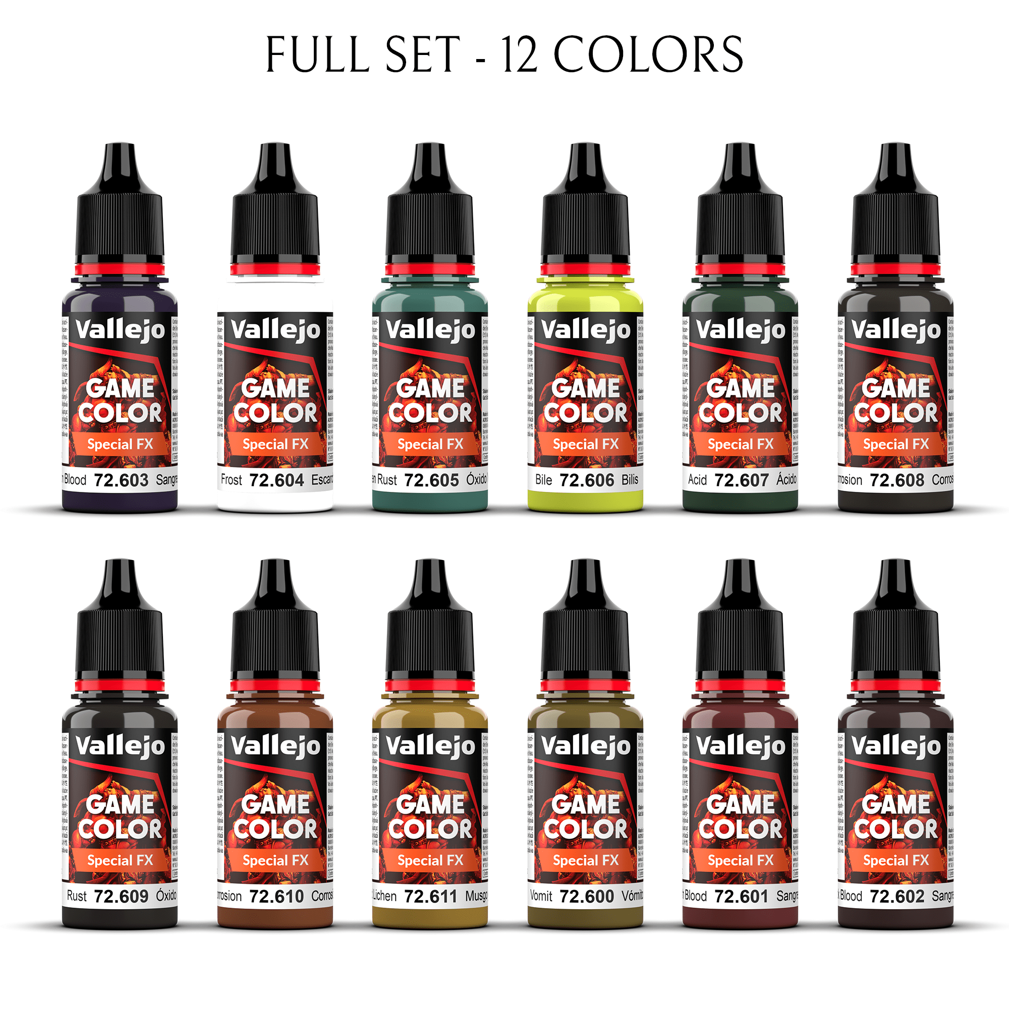 Vallejo Game Special FX 18ml Full Set of 12 effects Paints