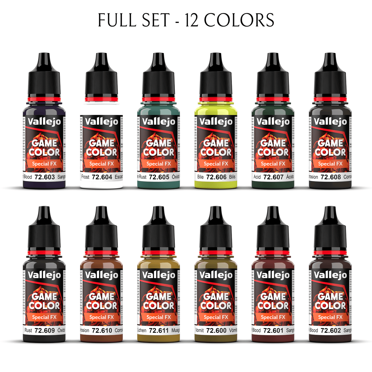 Vallejo Game Special FX 18ml - Full Set of 12 effects Paints
