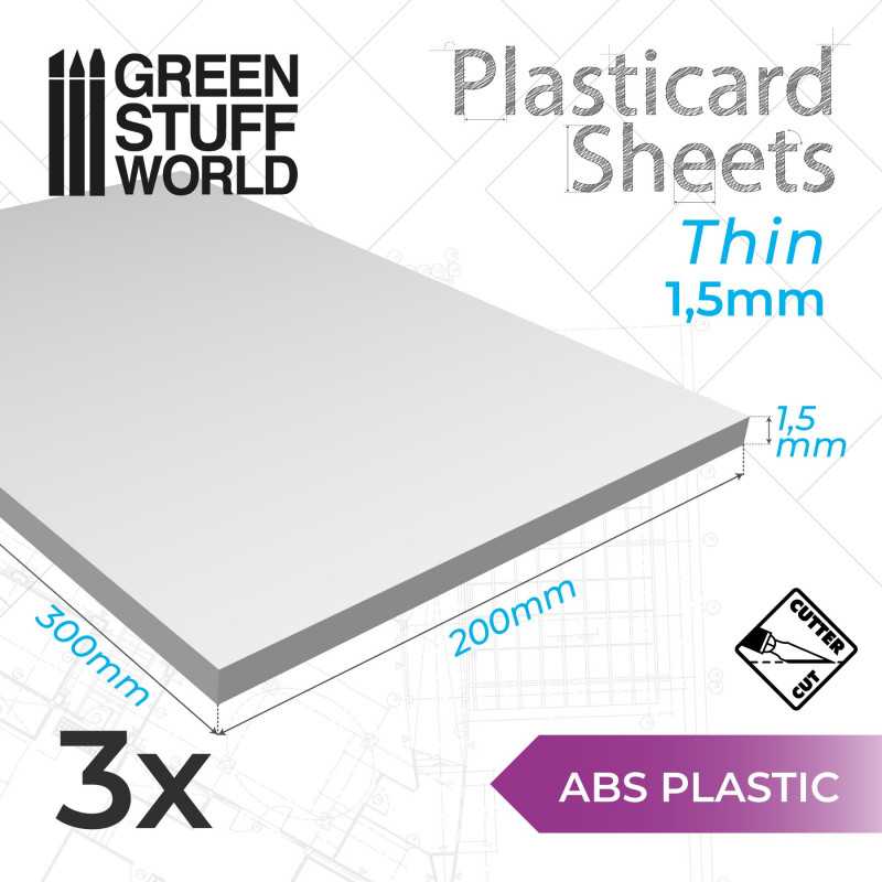 GSW Plasticard - Plain Sheet 1,5mm x3