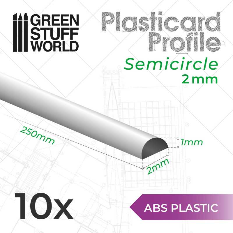GSW Plasticard - Semi-circles 2mm x10